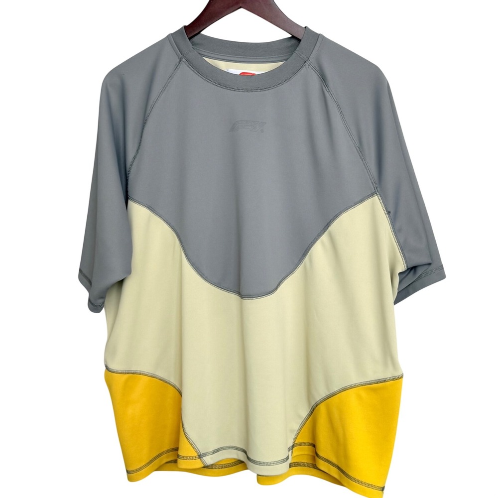 PacSun Formula 1 F1 Colorblock Jersey Shirt Mens XL Grey Yellow Grand Prix Y2K